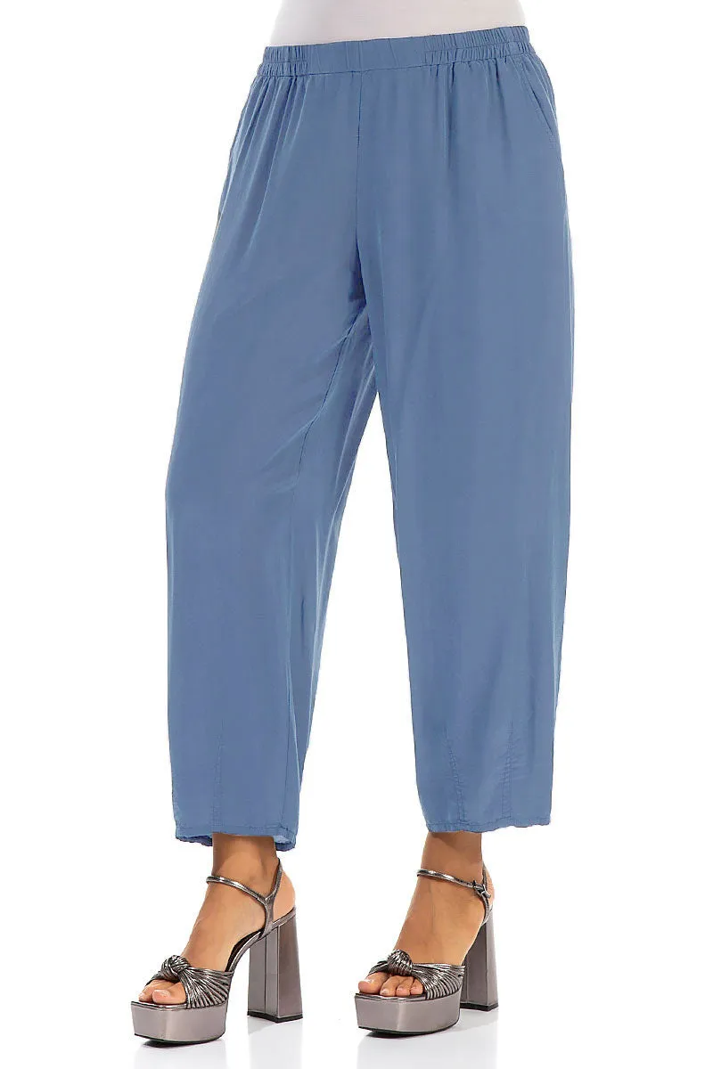 Slight Taper Blue Nova Silk Bamboo Trousers