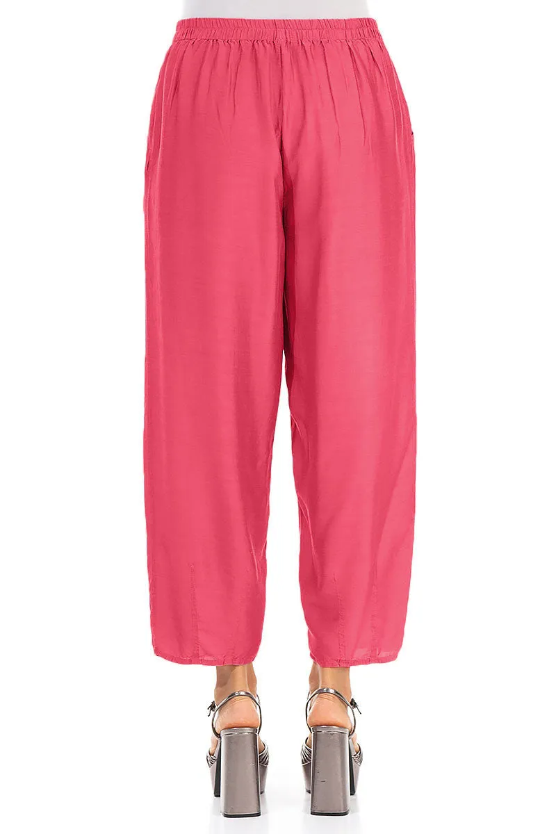 Slight Taper Raspberry Silk Bamboo Trousers