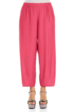 Slight Taper Raspberry Silk Bamboo Trousers