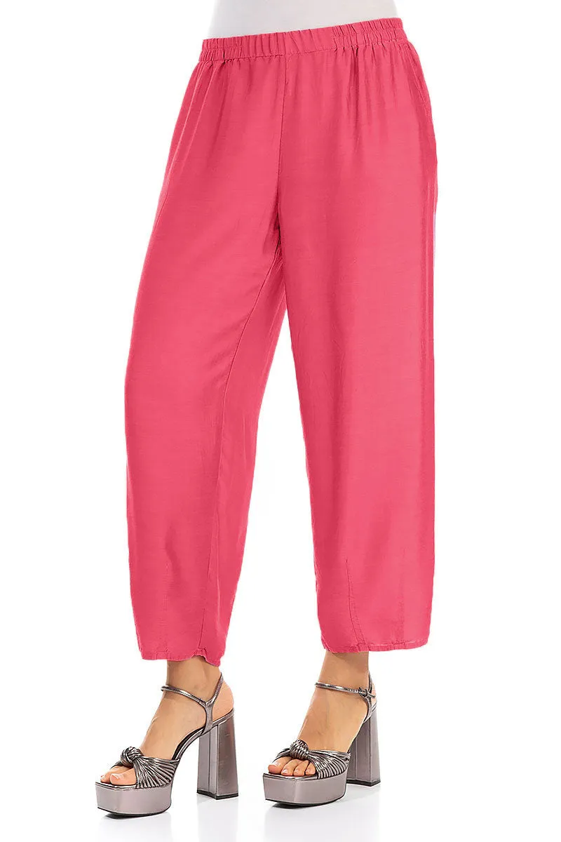 Slight Taper Raspberry Silk Bamboo Trousers