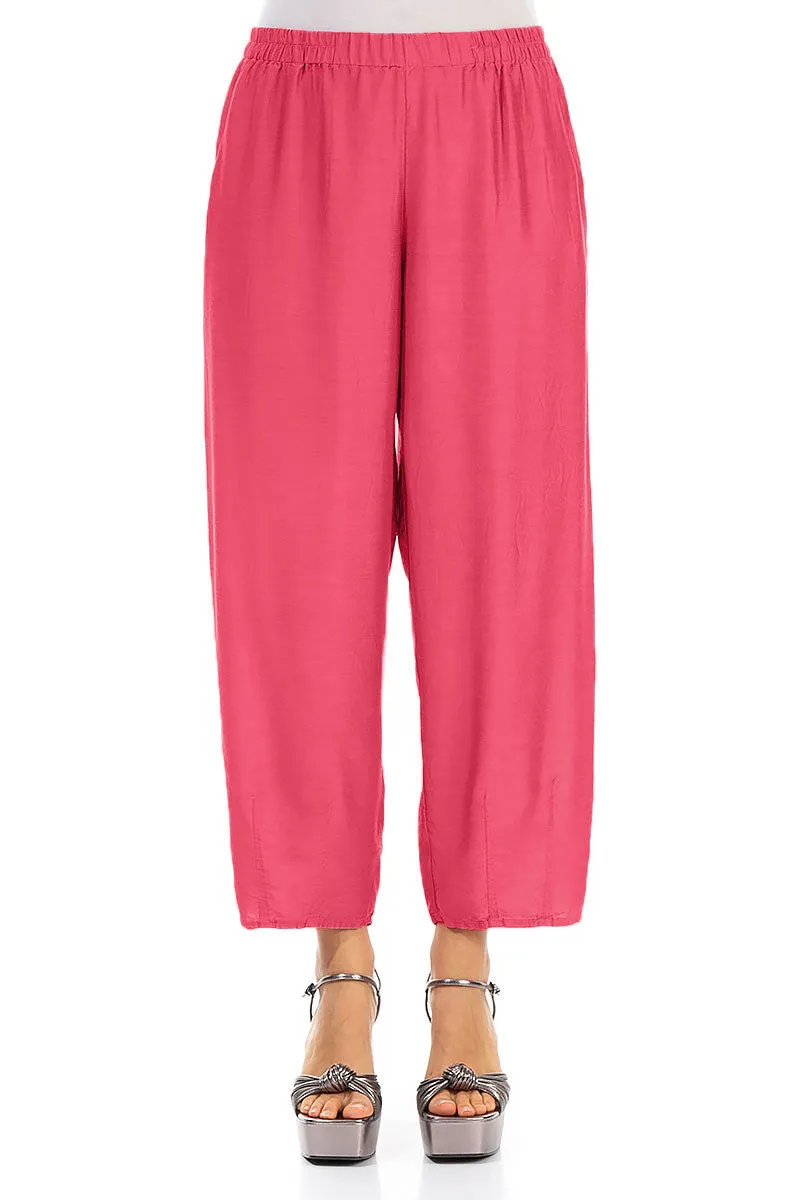 Slight Taper Raspberry Silk Bamboo Trousers