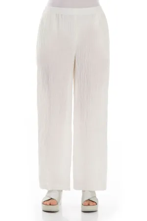 Straight Crinkled Off White Trousers