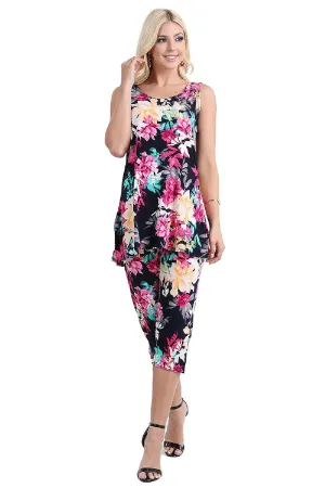 Stretchy Tank Capri Pant Set Print-9002BN-TRP1-W214