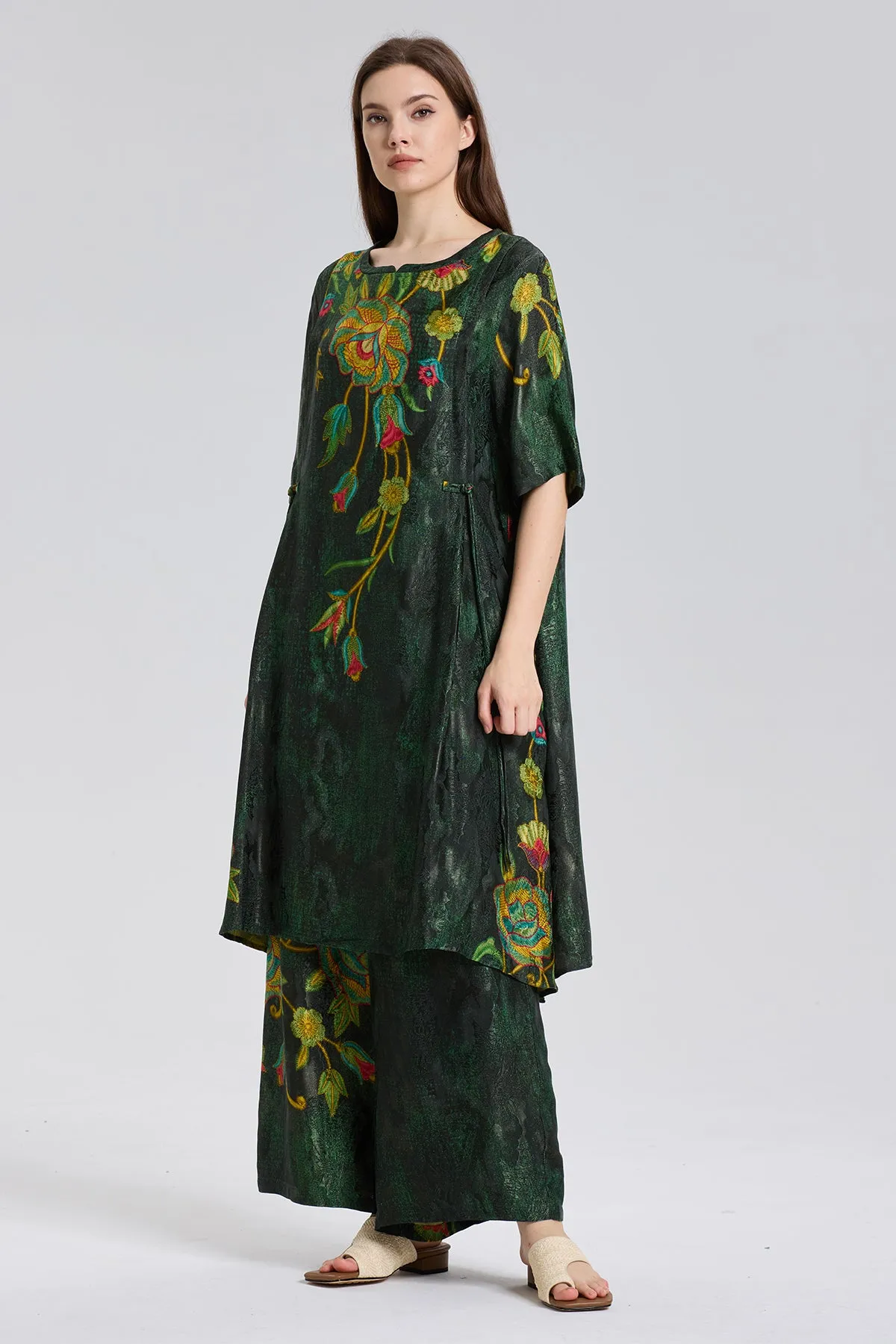 Susi Embroidered wide leg pants suit