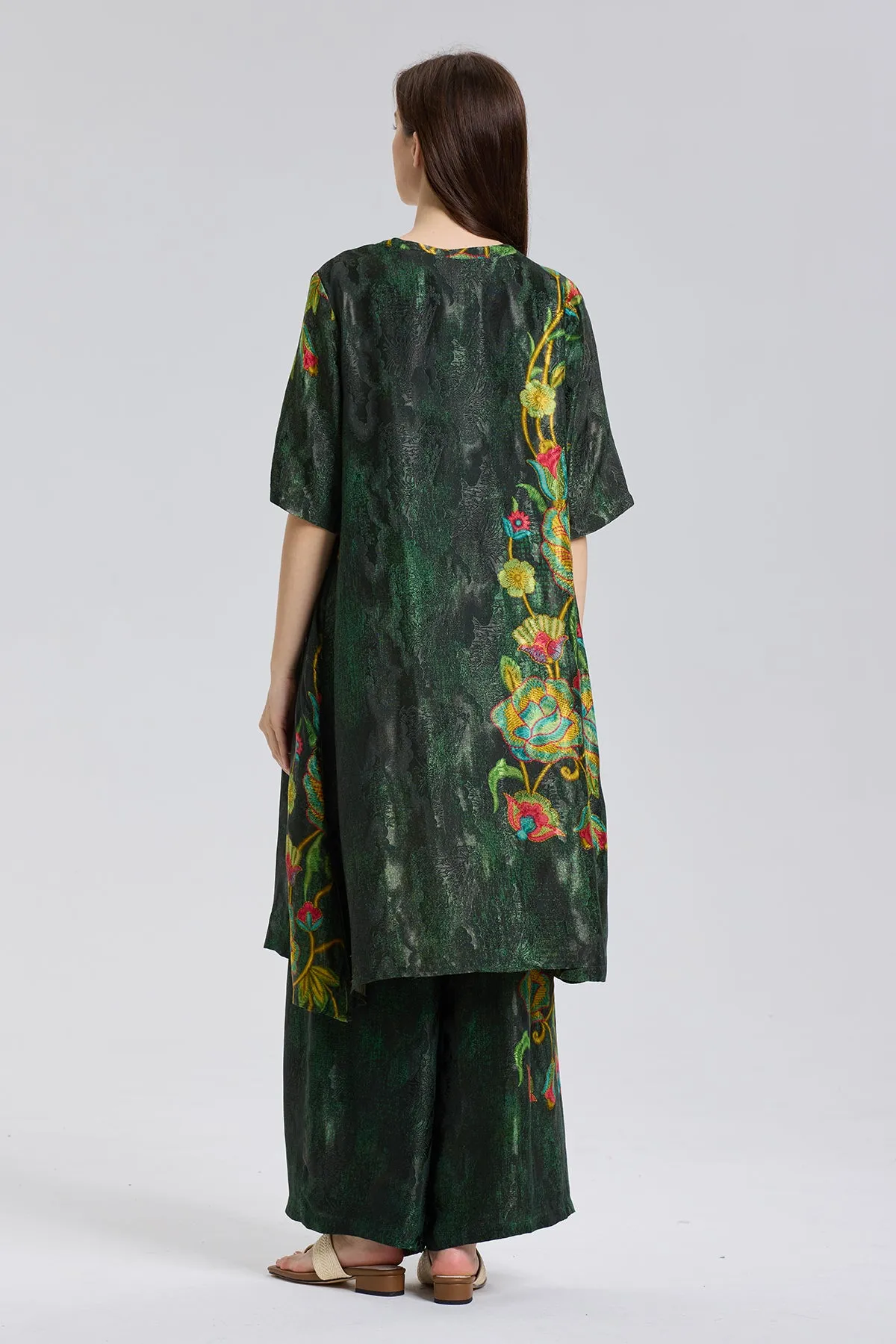 Susi Embroidered wide leg pants suit