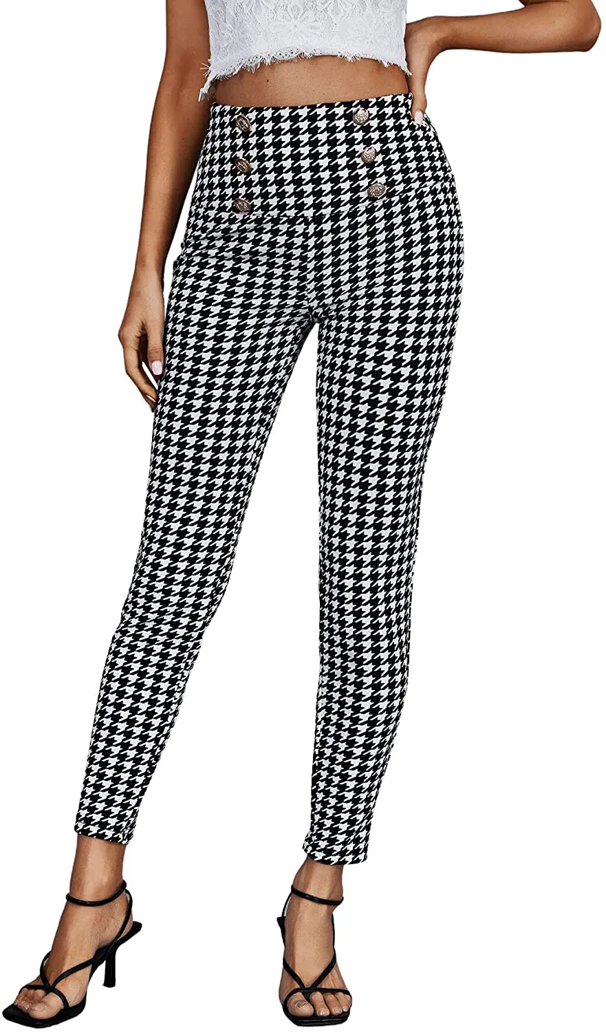 SweatyRocks Women's Basic Leggings Stretchy Slim Elastic High Waist Work Pants