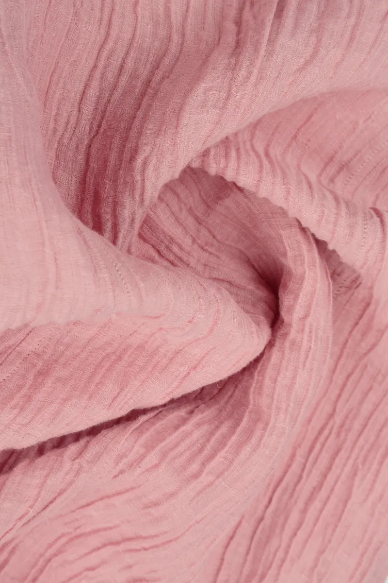 Taper Crinkled Powder Pink Silk Trousers