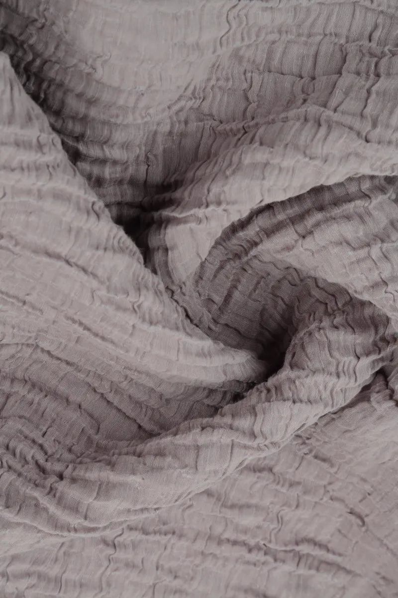 Taper Greige Crinkled Silk Linen Trousers