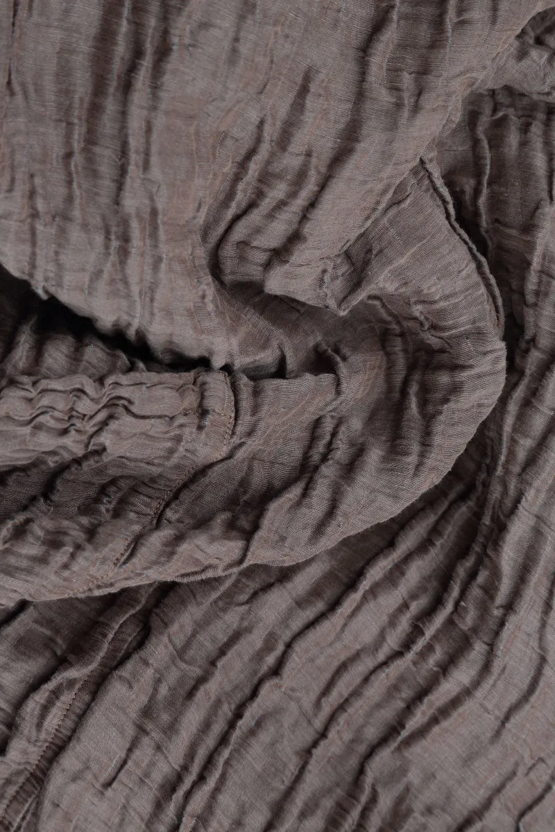 Tapered Barrel Truffle Crinkled Silk Trousers