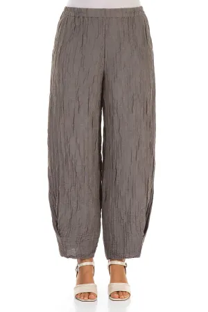 Tapered Barrel Truffle Crinkled Silk Trousers