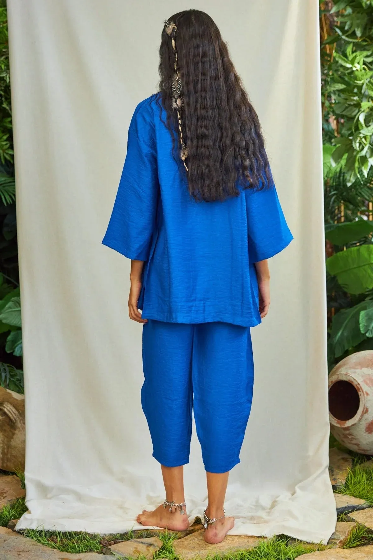 The Champ Clothing  Women'sLinen Kimono Top and Bottom Sets