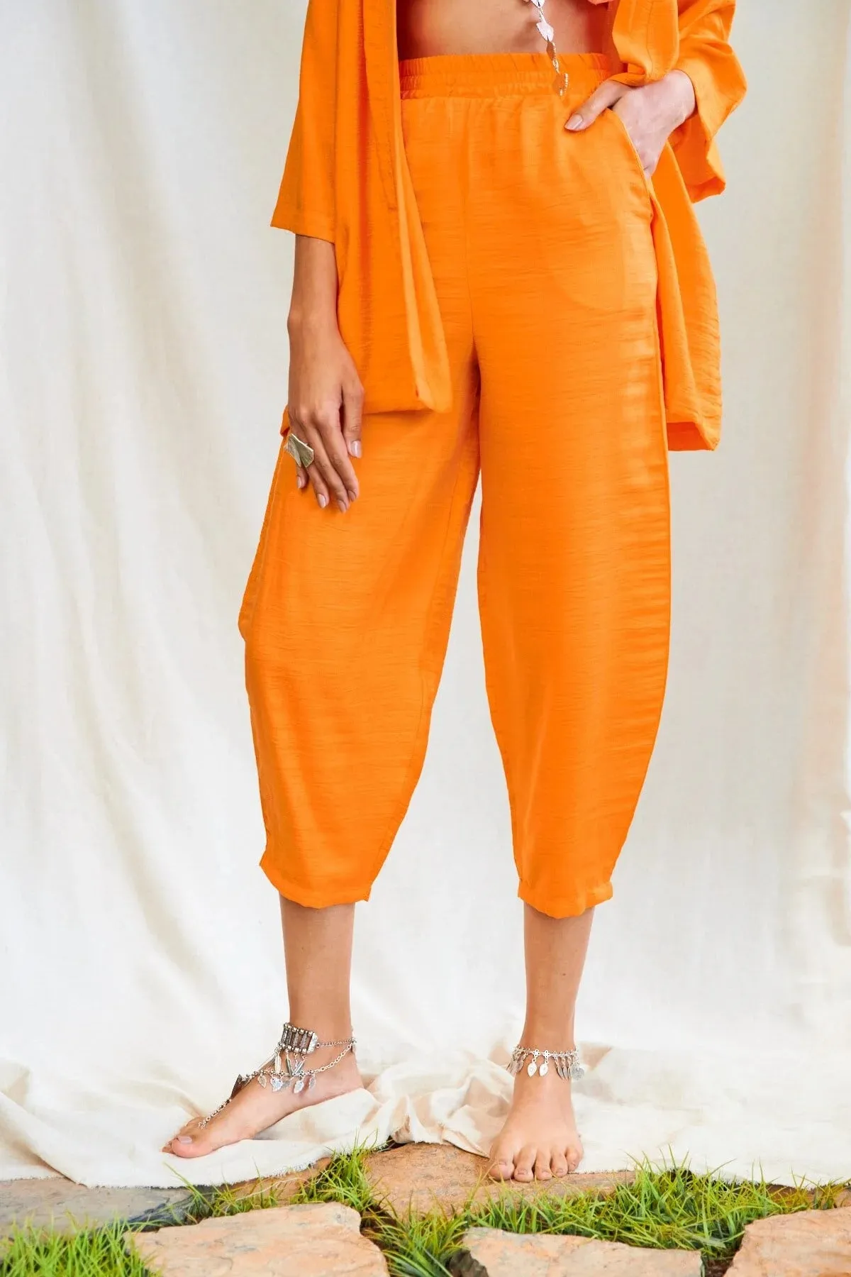 The Champ Clothing  Women'sLinen Kimono Top and Bottom Sets