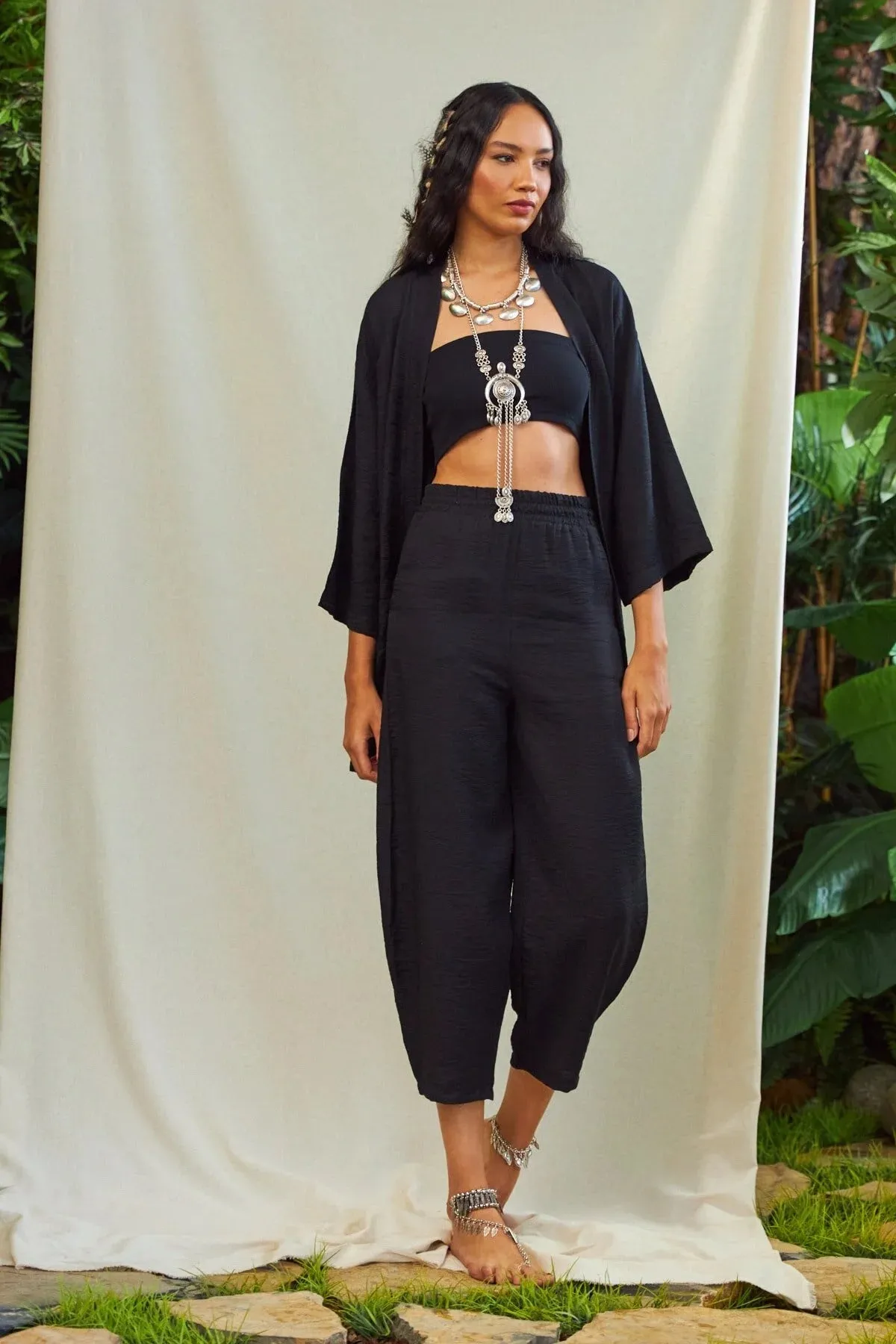 The Champ Clothing  Women'sLinen Kimono Top and Bottom Sets