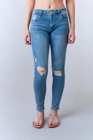 Tractr Denim, destroyed skinny jeans in light wash