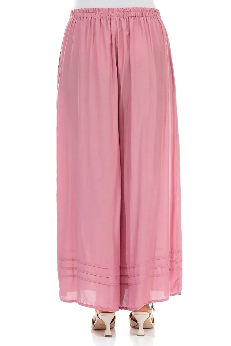 Wide Mauve Taupe Silk Bamboo Trousers