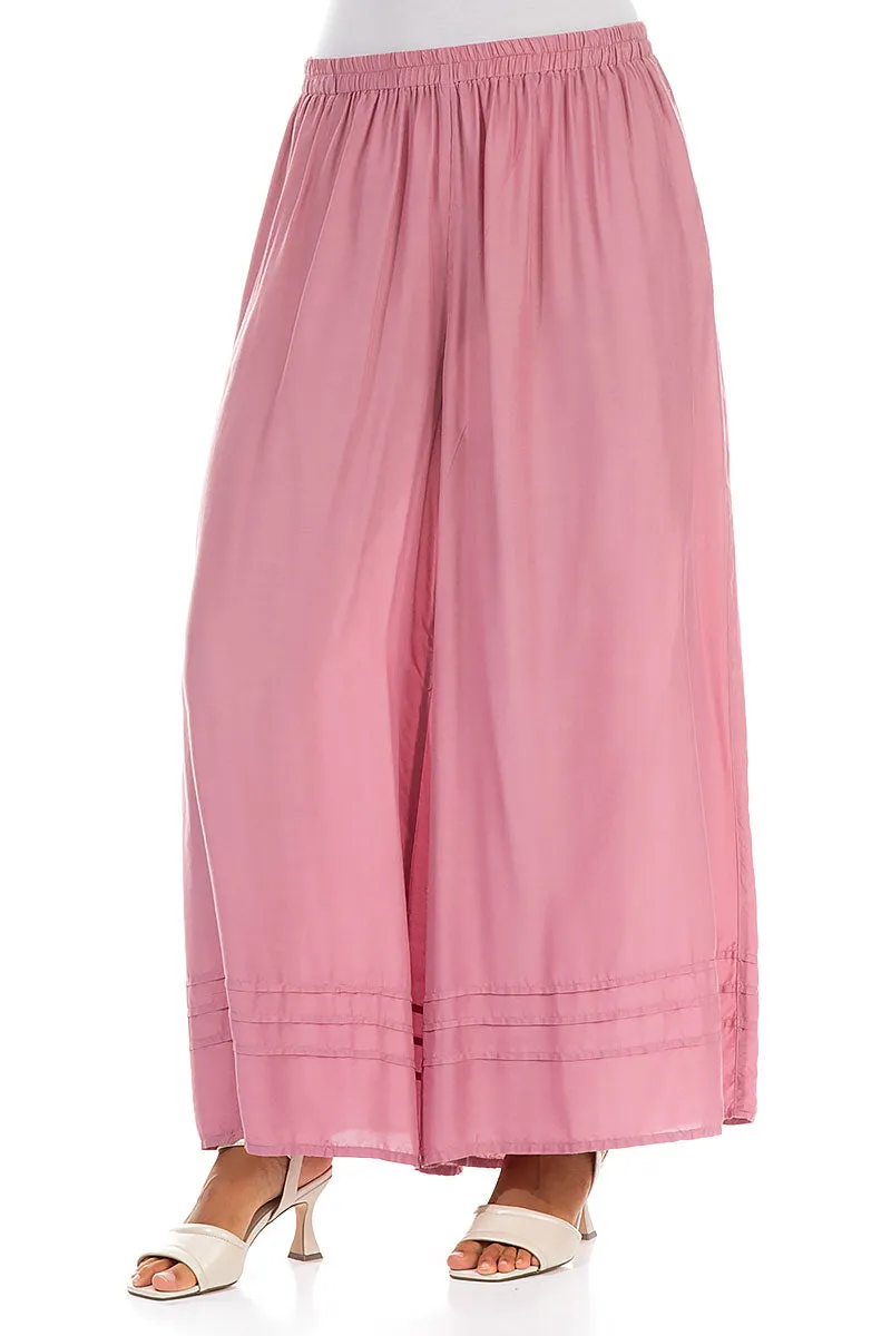 Wide Mauve Taupe Silk Bamboo Trousers