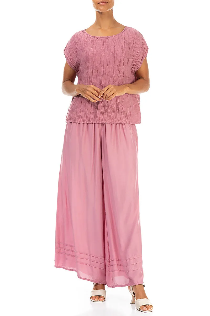 Wide Mauve Taupe Silk Bamboo Trousers