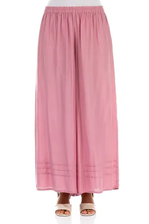 Wide Mauve Taupe Silk Bamboo Trousers