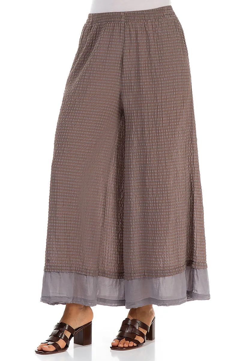 Wide Truffle Textured Silk Trousers