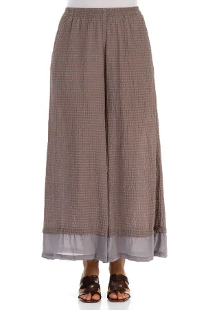 Wide Truffle Textured Silk Trousers