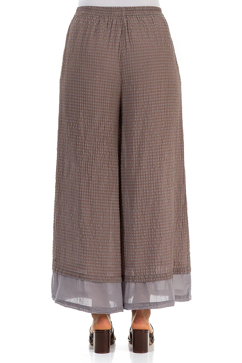 Wide Truffle Textured Silk Trousers